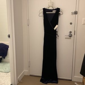 Beautiful Navy Velvet Wide Leg Jumpsuit